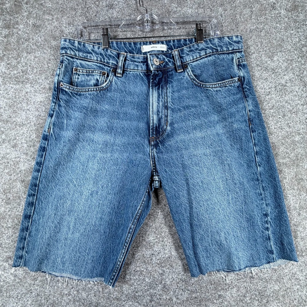 Mango MNG Straight Cut Denim Shorts Mens 34 Blue Medium Wash Casual 5-Pockets